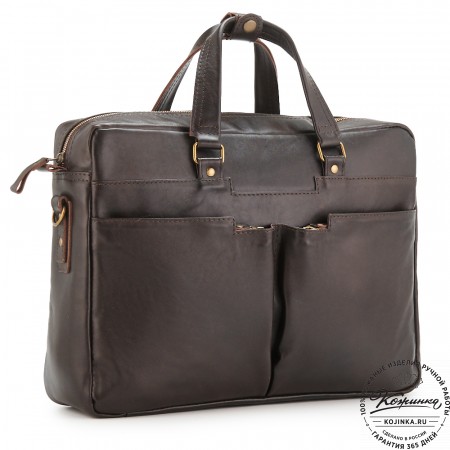 Кожаная деловая сумка "Хантер" (коричневая)